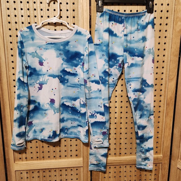 Cuddl Duds Other - Cuddl Duds Girls Pajama Set Size M Blue Unicorn Long Sleeve & Pants